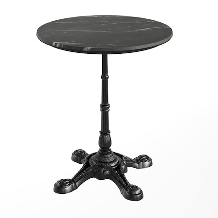 Flash Furniture Commercial All-Weather 24" Black Faux Marble HPL Tabletop with Black Bistro Base ST-RD24-BKMAR-SDAT2222-GG