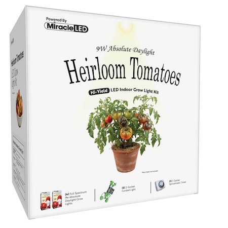 Miracle Led Heirloom Tomatoes Starter Grow Light Kit, 2-Socket Full Spectrum LED Lights, 2- Pack, 2PK 803872