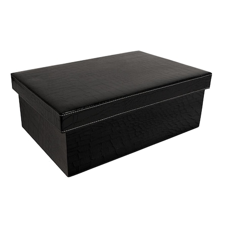 Hearthstone Furniture 7109-BLK Embossed Paperboard Box with Lid  Black , 2PK HE3959184