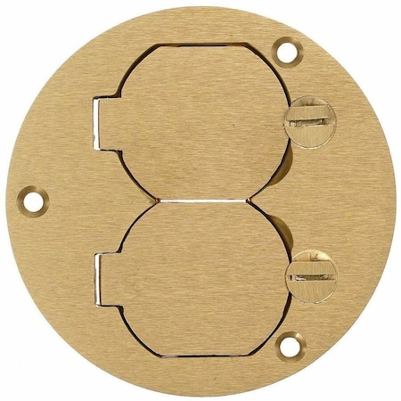 Hubbell Wiring Device-Kellems Box Cover, Floor Box Type, 2 Gang, Brass S3925