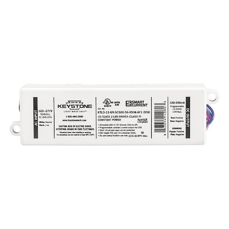Keystone LED Driver, 0-10V, 4-7/8 in - L, 1PK KTLD-12-UV-SC500-56-VDIM-AF1 /USB