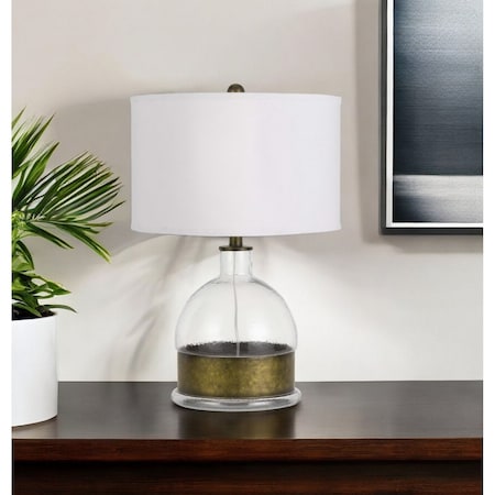 Homeroots 25" Nickel Glass Globe Table Lamp With White Drum Shade 524768