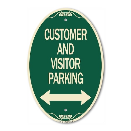 Signmission Customer and Visitor Parking Bidirectional A, 12 In X 18 In Architectural, Heavy Gauge Aluminum A-OV-G-1218-24217