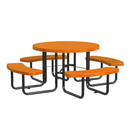 Leisure Craft Round Picnic Table, Orange, In Ground Mount, 46 in T46ROIG-ORANGE