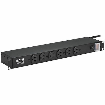 Tripp Lite Power Strip, Surge, Rack Mounted, 5-15R, 5-15P, 15 ft., Black RS-1215