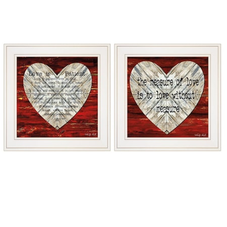 Homeroots Set Of Two Love is Patient or Measure 1 White Framed Print Wall Art, 2PK 406003