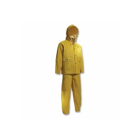 Onguard Webtex 3-Pc Rain Suit with Hooded Jacket/Bib Overalls, 0.65 mm Thick, Heavy-Duty Ribbed PVC,  868-7601700.2X