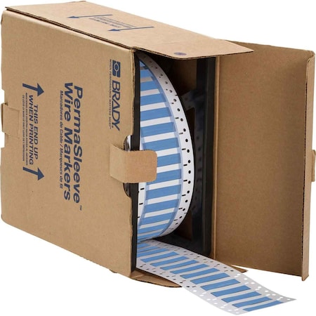 Brady PermaSleeve HX Heat Shrink Double Sided Wire Marking Sleeves, Blue, 0.5 in. Dia x 2 in. W 2HX-500-2-BL