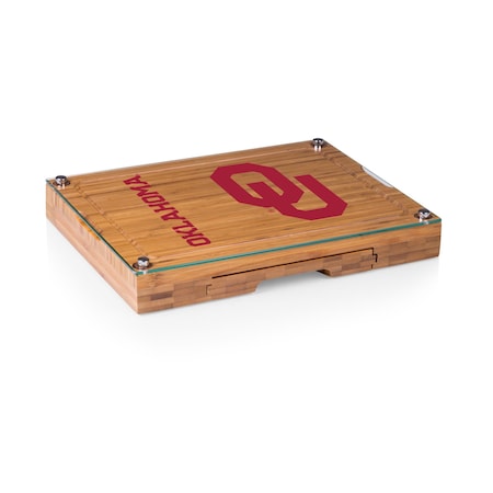 Picnic Time Family Of Brands NCAA Oklahoma Sooners Concerto Glass Top Cheese Board and Knife Set 919-00-505-454-0