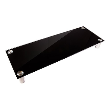 Monoprice Workstream by Large Multimedia Desktop Monitor Stand_ Black Glass 16359