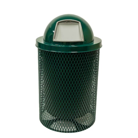 Mytcoat Trash Receptacle, Dome Lid, Liner, 32 Gal, Green, Expanded Metal, Industry Standard Coating 804357