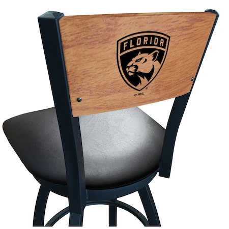 Holland Bar Stool Co 25" Blk Wrinkle Florida Panthers Swivel Bar Stool, Laser Engraved Back L03825BWMedMplAFlaPanBlkVinyl