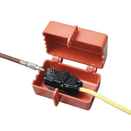 Brady Plug Lockout, Red, 5/16In Shackle Dia., Width: 4 5/8 in PLO27E