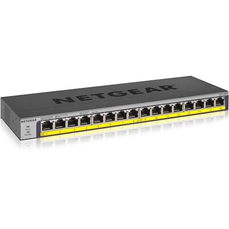 Netgear 16-Port PoE/PoE+ Gigabit Ethernet Unmanaged Switch 183 Watt Power GS116PP-100NAS
