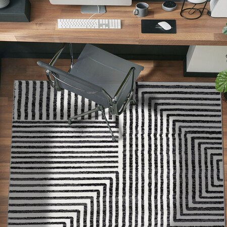 World Rug Gallery Modern Maze Area Rug 4 ft x 6 ft Cream WR148CREAM4X6