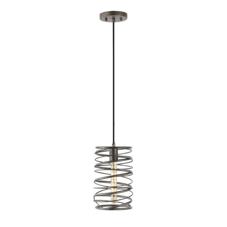Jonathan Y Helisa 7.25" 1-Light Modern Contemporary Iron Spiral LED Pendant, Antique Silver JYL7910C