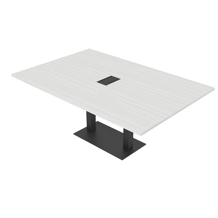 Skutchi Designs Rectangle Conference Table With Power Unit, 48 in W, 72 in L, White HAR-REC-48X72-DOU.BK-WA7976-EBLK