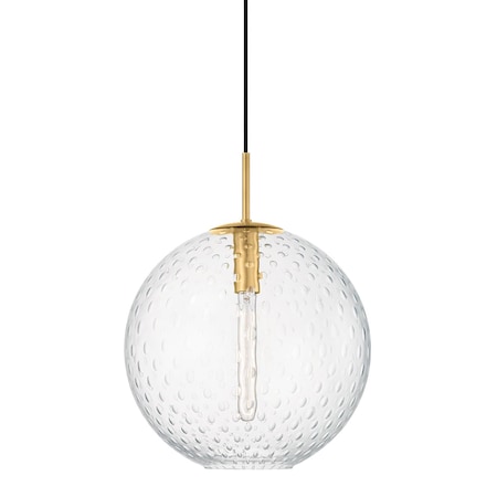 Hudson Valley Lighting Rousseau 1 Light Pendant 14.25 In. Aged Brass 2015-AGB-CL