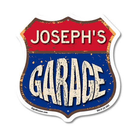 Signmission Joseph's Garage, 12 Inch X 12 Inch, Plastic Sign SHI-P-12-383-JOSEPH