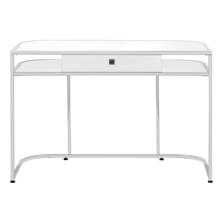 Homeroots 47" White and Silver Wood and Metal Sled Computer Desk 489915
