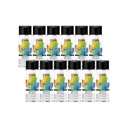 Seymour Midwest Spruce Lacquer Spray Paint, Semi-Gloss Black net 12 oz., 12PK 9838