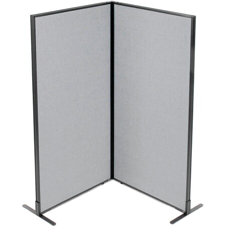 Global Industrial Interion Freestanding 2-Panel Corner Room Divider, 36-1/4"W x 72"H Panels, Gray 695029GY
