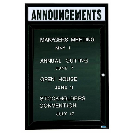 Aarco Directory Letter Board Board w/ Bronze Anodized Aluminum Frame and Header, 48''Hx36''W 1 Door ADC4836HBA