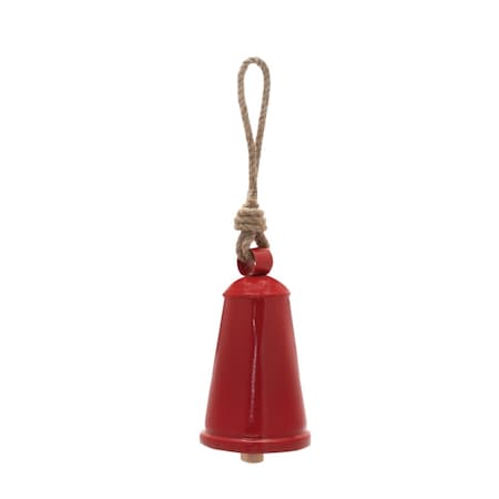 Homeroots Set of Four Red And Natural Holiday Bell Shaped Ornaments, 4PK 633354