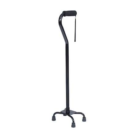 Flash Furniture HERCULES Adjustable Quad Cane w/Comfort Grip Foam Padded Handle, Large 4-Pronged Base, Black DC-HY7401L-BLK-GG