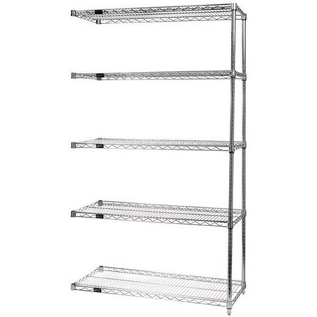 Betterbeds Wire Shelving Add-on Kit, 12 x 42 x 86 in. - Chrome, 5 Shelf BE1135688