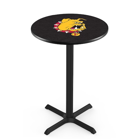Holland Bar Stool Co 36" Blk Wrinkle Ferris State Pub Table, 36" dia. Top L211B3636FerrSt