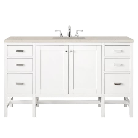 James Martin Vanities Addison 60" Single Vanity, Glossy White, w/ 3 CM Siberian Silestone Top E444-V60S-GW-3SFR