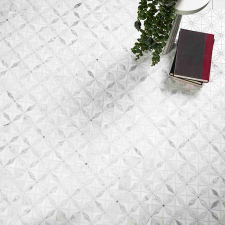 Msi Bianco Starlite SAMPLE Polished Marble Mesh-Mounted Mosaic Tile ZOR-MD-0292-SAM