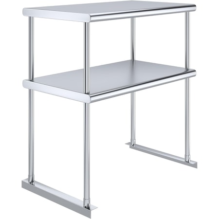 Amgood 30 in. Double Tier Overshelf, 30 in. x 18 in. x 32 in. Stainless Steel Table Mount Shelf, 2 Tier AMG DOS-1830-Z