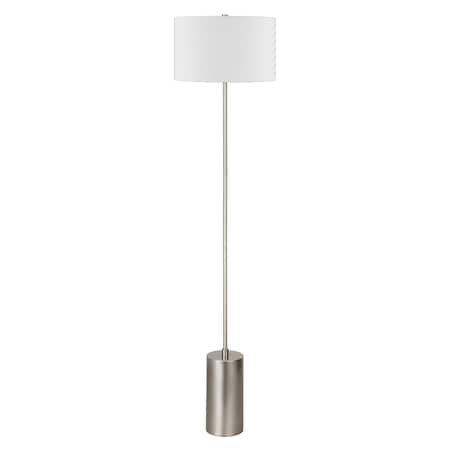 Homeroots 64" Nickel Traditional Shaped Floor Lamp With White Frosted Glass Empire Shade 523494