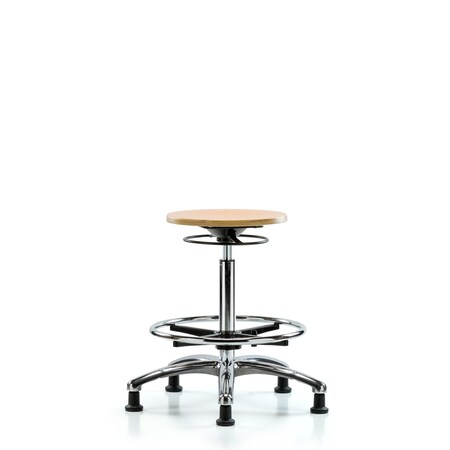 Blue Ridge Ergonomics Wood Stool Chrome - High Bench Height with Chrome Foot Ring & Stationary Glides WHBSO-CR-CF-RG