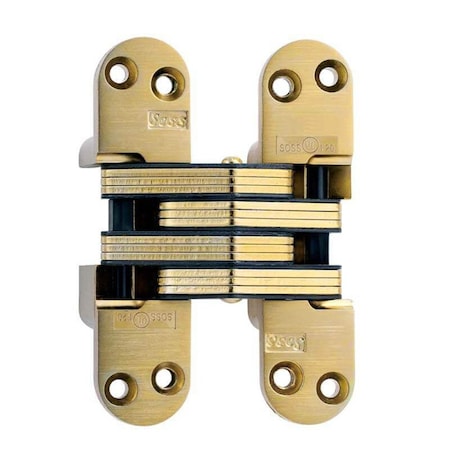 Universal Industrial Soss 1-1/8" x 4-5/8" Heavy Duty Invisible Hinge for 1-3/4" Doors Satin Brass Finish 218US4