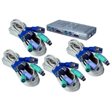 Plugit PS-2 4Port KVM Premium Compact Autoswitch with Combo Cable PL3167649