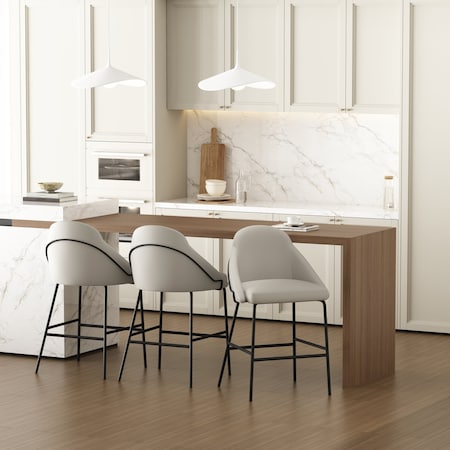 Manhattan Comfort Gracie Counter Stool  in Stone and Black - Set of 3 3-CS019-BST