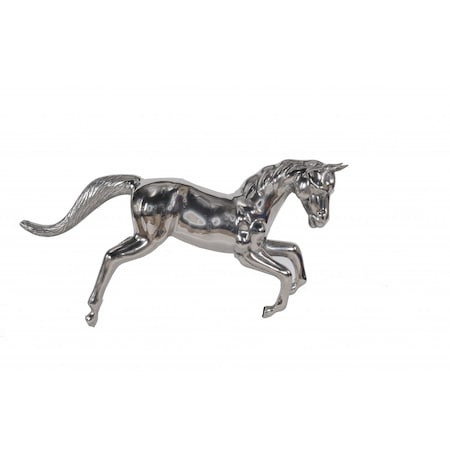 Homeroots 19" Nickel Metal Horse Figurine Tabletop Sculpture 364226