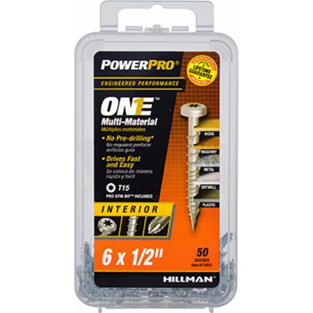 Hillman 6 x 0.5 in. Interior Pan Head One Screw - Zinc, 50PK 240689