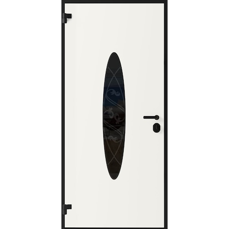 Vdomdoors Front Exterior Prehung Steel Door Ronex1277 Black Enamel Stainless Inserts Entry Metal Modern RONEX1277EXD-BLK-W36xH80-RH-I