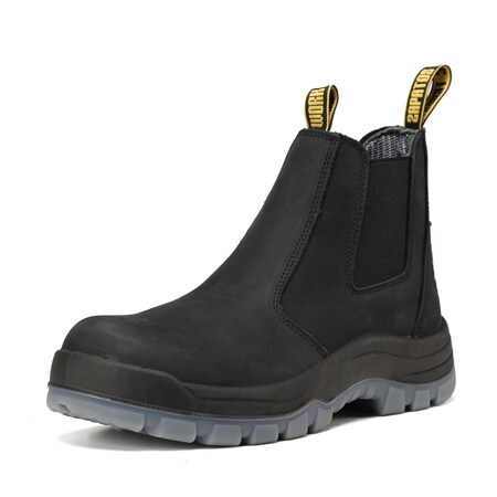 Handpoint Mens 6 in Composite Toe Work Boots-Black Crazy Horse Leather Safety Boots, Slip Resistant, 8 81N04-D-8