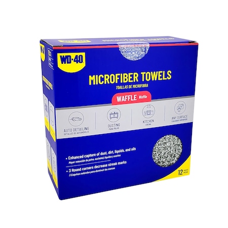 Wd-40 Waffle Multipurpose Microfiber Towel - Gray Color, 12PK L40225