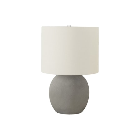 Homeroots 20" Gray Concrete Round Table Lamp With Ivory Drum Shade 545813