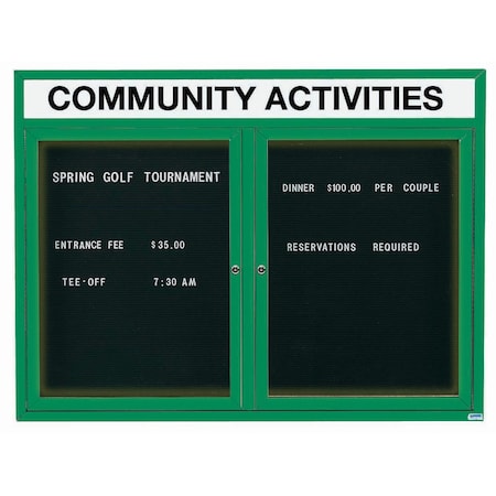Aarco Illuminated Outdoor Enclosed Directory w/ Al Frame Header, Powder Coated Green, 36''Hx48''W OADC3648HIG