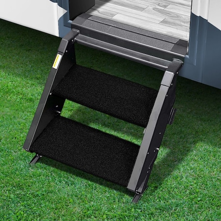 Presto Fit STEPS AND STEP RUGS RV Fits MORryde StepAbove 2 Step; 17-1/2 Inch Width; Obsidian Black; 2 Piece 2-0230