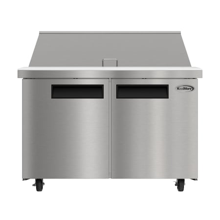 Koolmore 46 in. 2 Door Refrigerated Mega Sandwich Prep Table, 18 Pan Capacity and 14  Cu. Ft. of Storage KM-MPTR46-2D