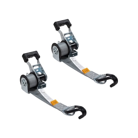 Mytee Products 1-1/2in x 8 Mountable Ratchet Straps 500 lbs WLL Ladder Rack Tie Down Straps, 2PK RS158-MRx2
