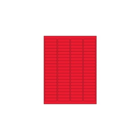 Bubblefast 1 15/16 x 1/2'' Fluorescent Red Rectangle Laser Labels-80 Labels per Sheet BFLL171RD